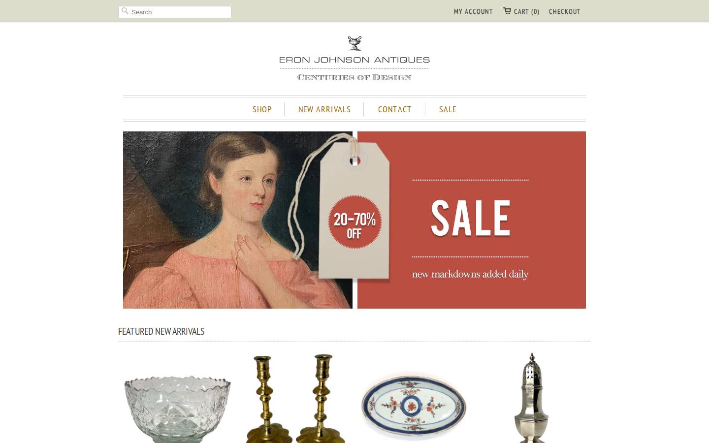 eronjohnsonantiques.com homepage screenshot