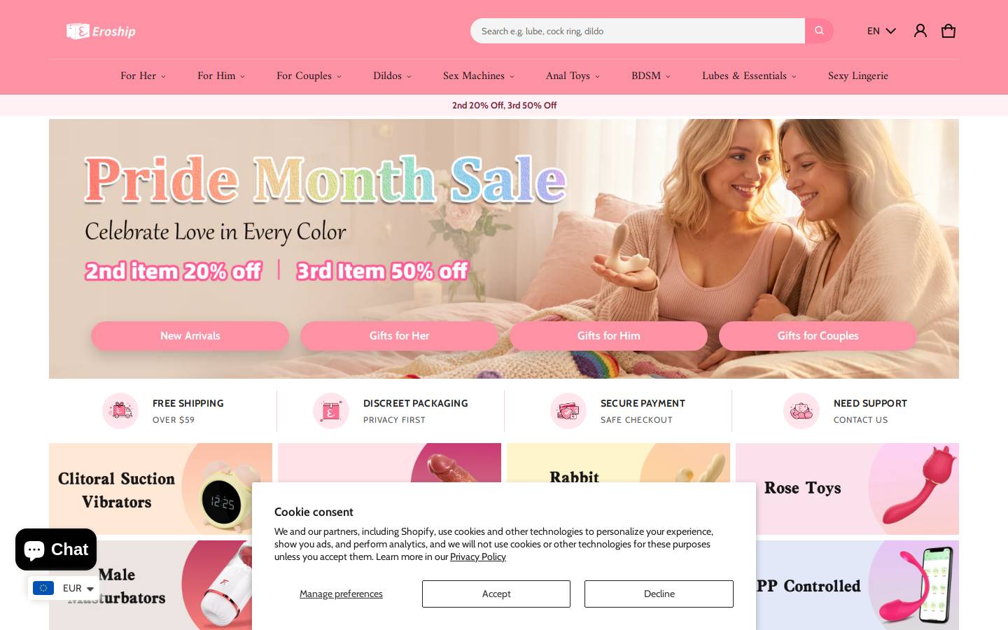 Eroship homepage screenshot