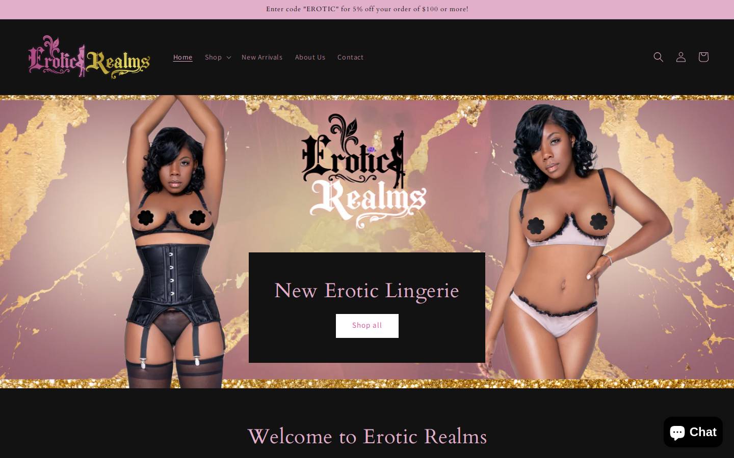 eroticrealms.com homepage screenshot