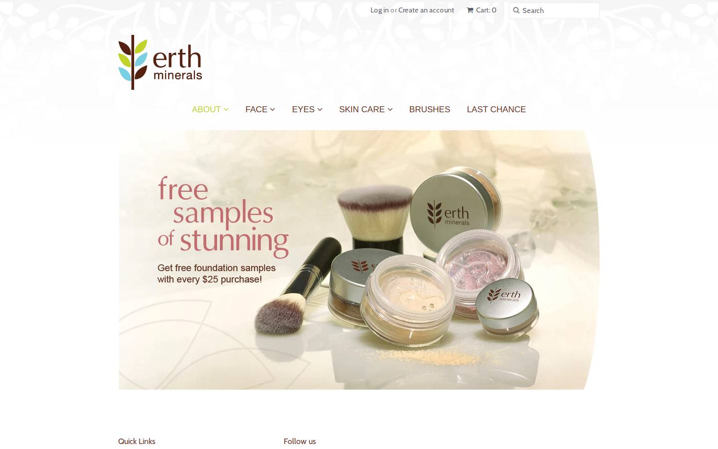 erthminerals.com homepage screenshot