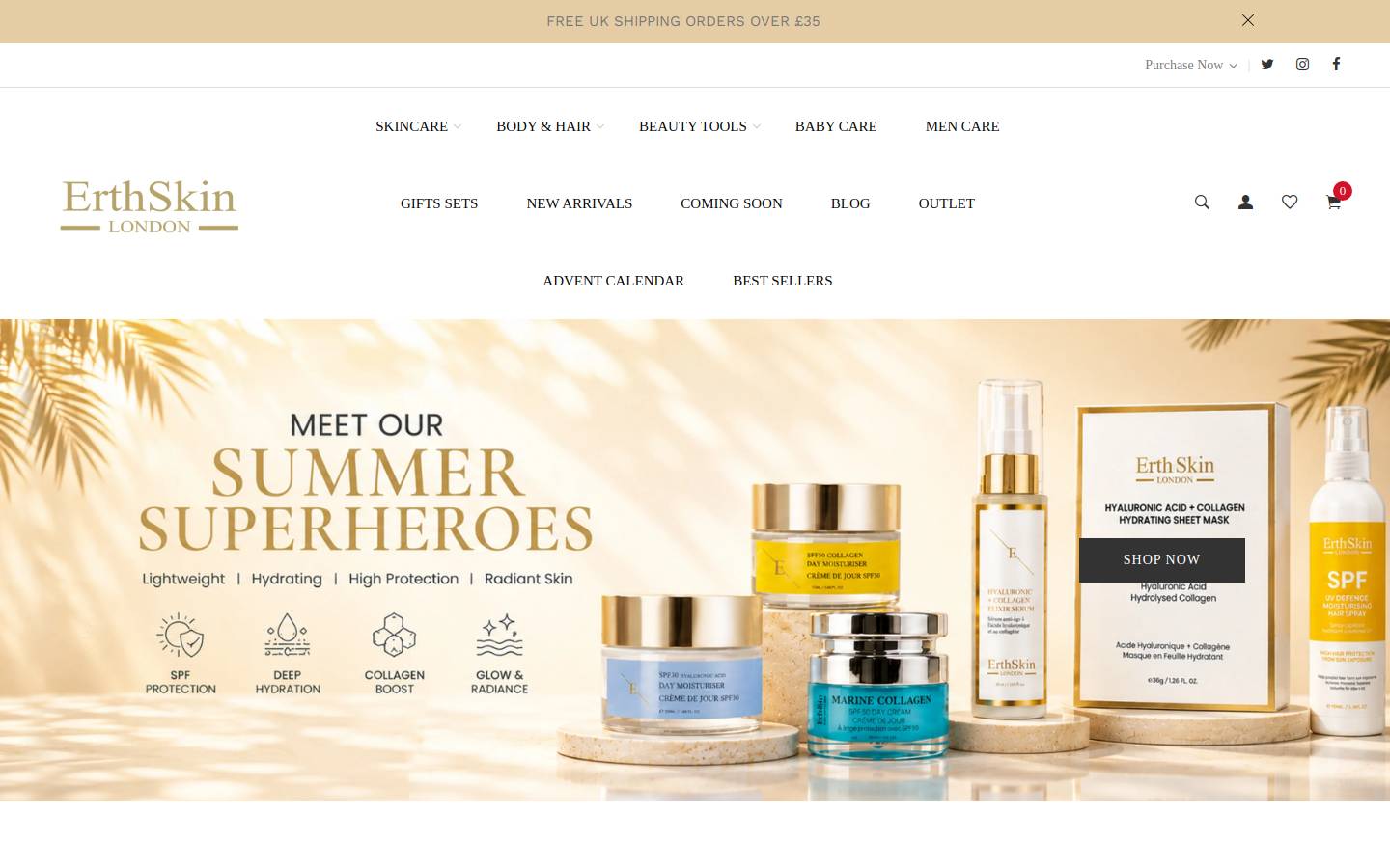 Erthskinlondon homepage screenshot