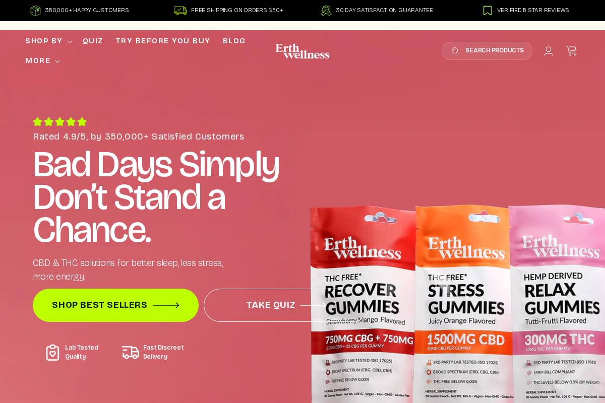 Erthwellness homepage screenshot