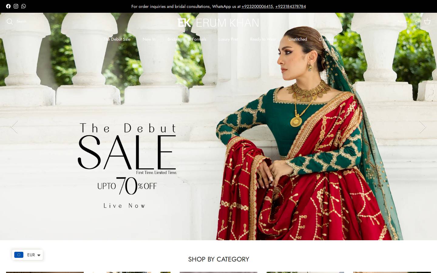 erumkhanstores.com homepage screenshot