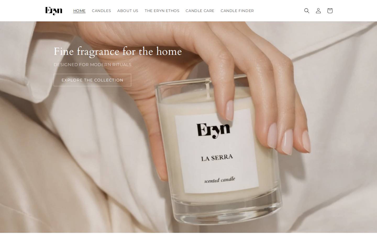 Eryn Fragrances homepage screenshot