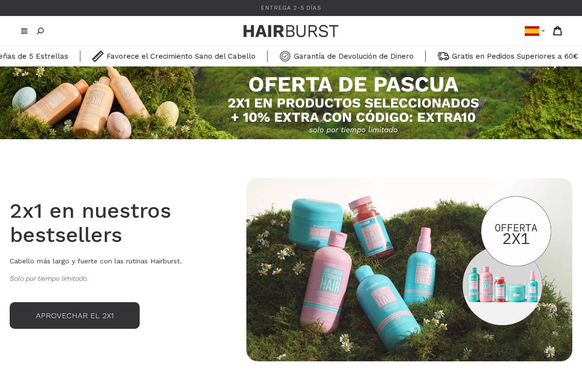 es.hairburst.com homepage screenshot