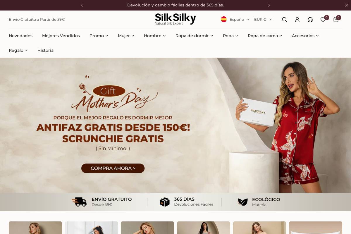 es.silksilky.com homepage screenshot