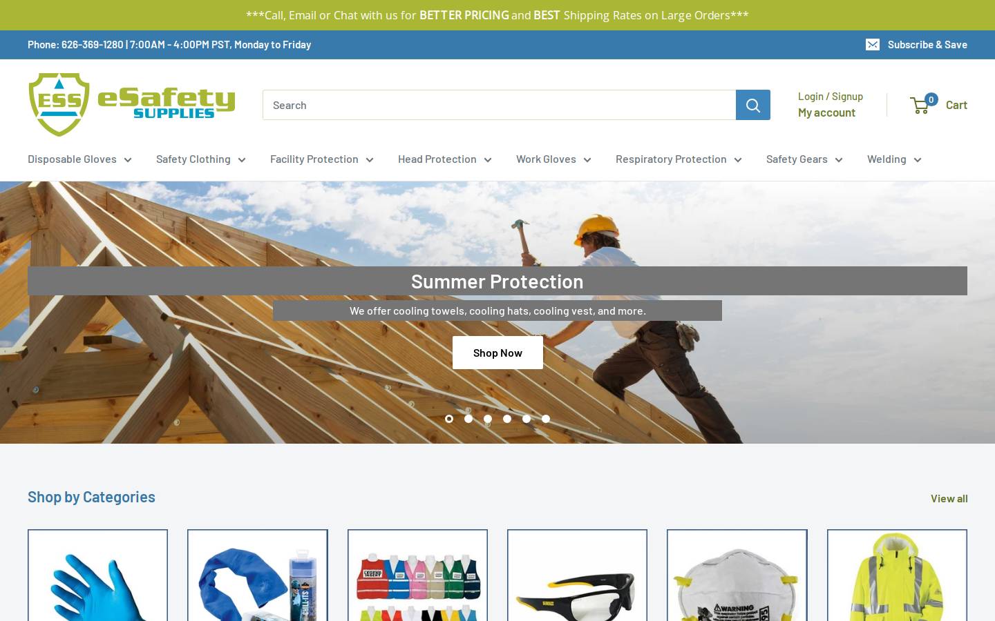 eSafetySupplies homepage screenshot