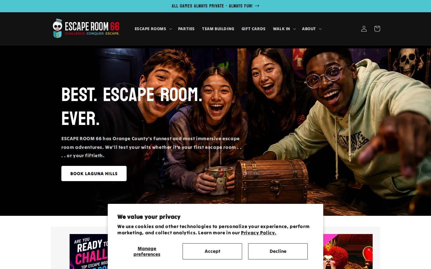 escaperoom66.com homepage screenshot