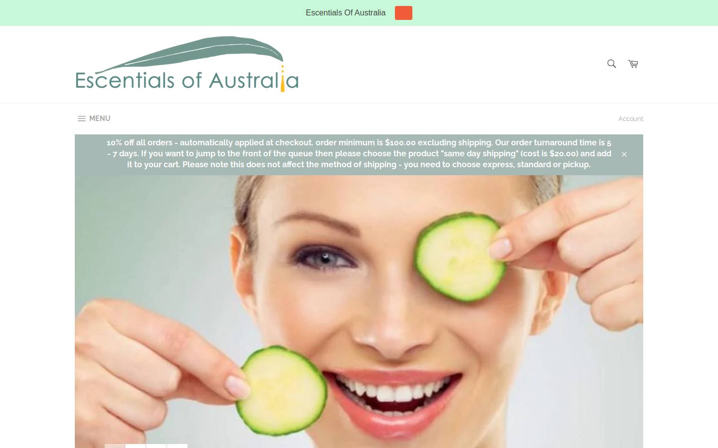 escentialsofaustralia.com homepage screenshot