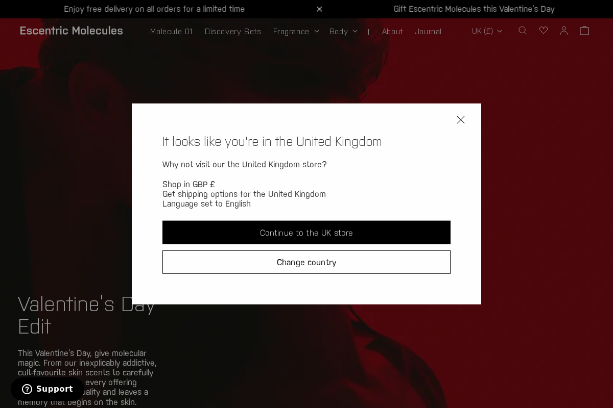 Escentric Molecules homepage screenshot