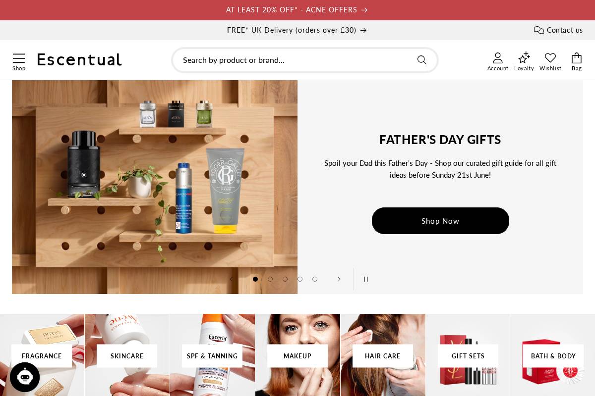 Escentual homepage screenshot
