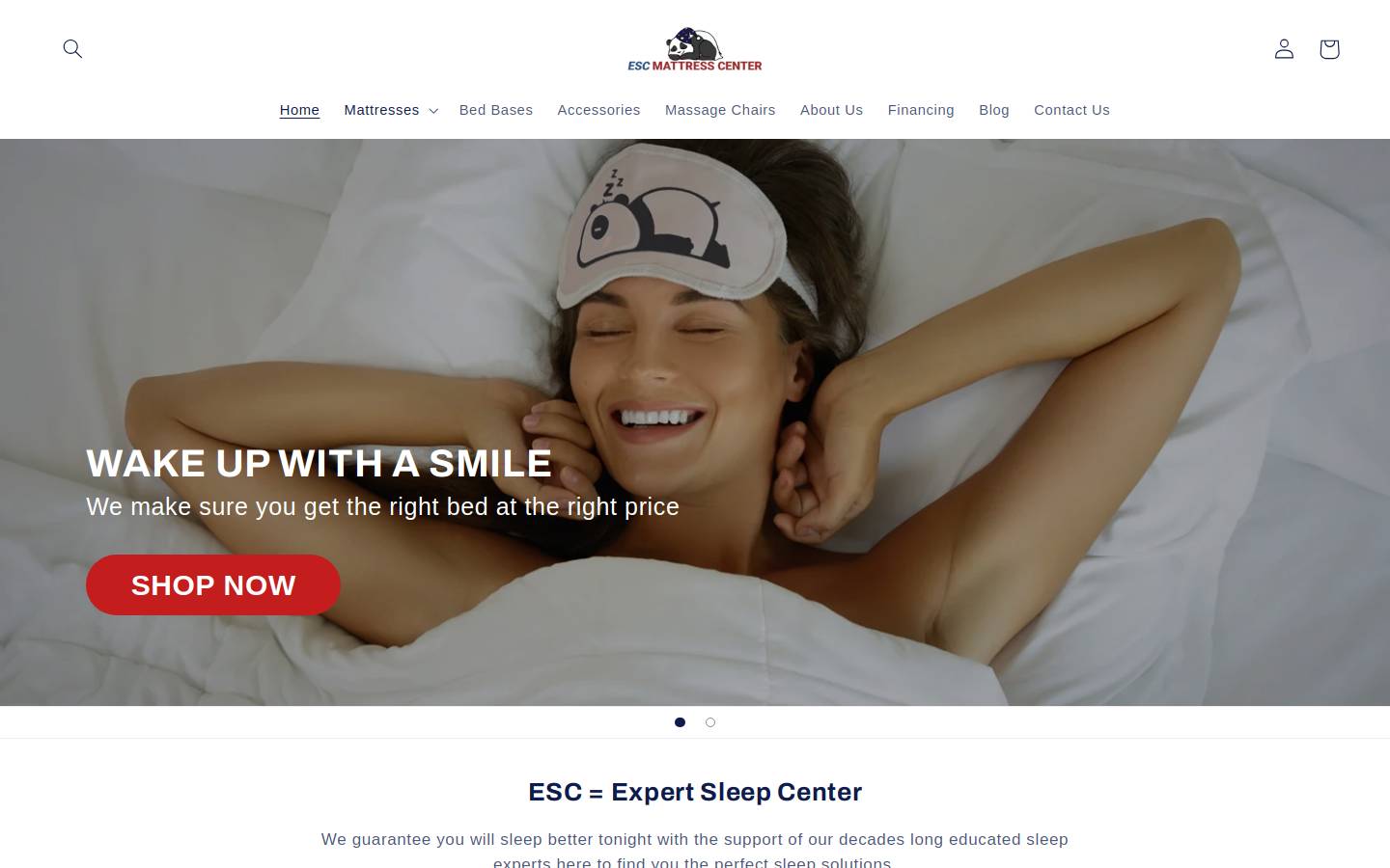 escmattresscenter.com homepage screenshot
