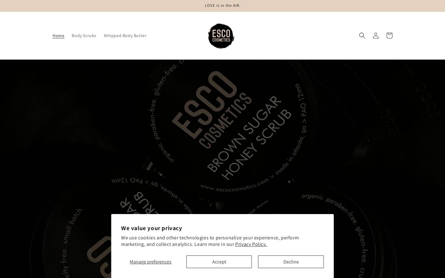 escocosmetics.com homepage screenshot