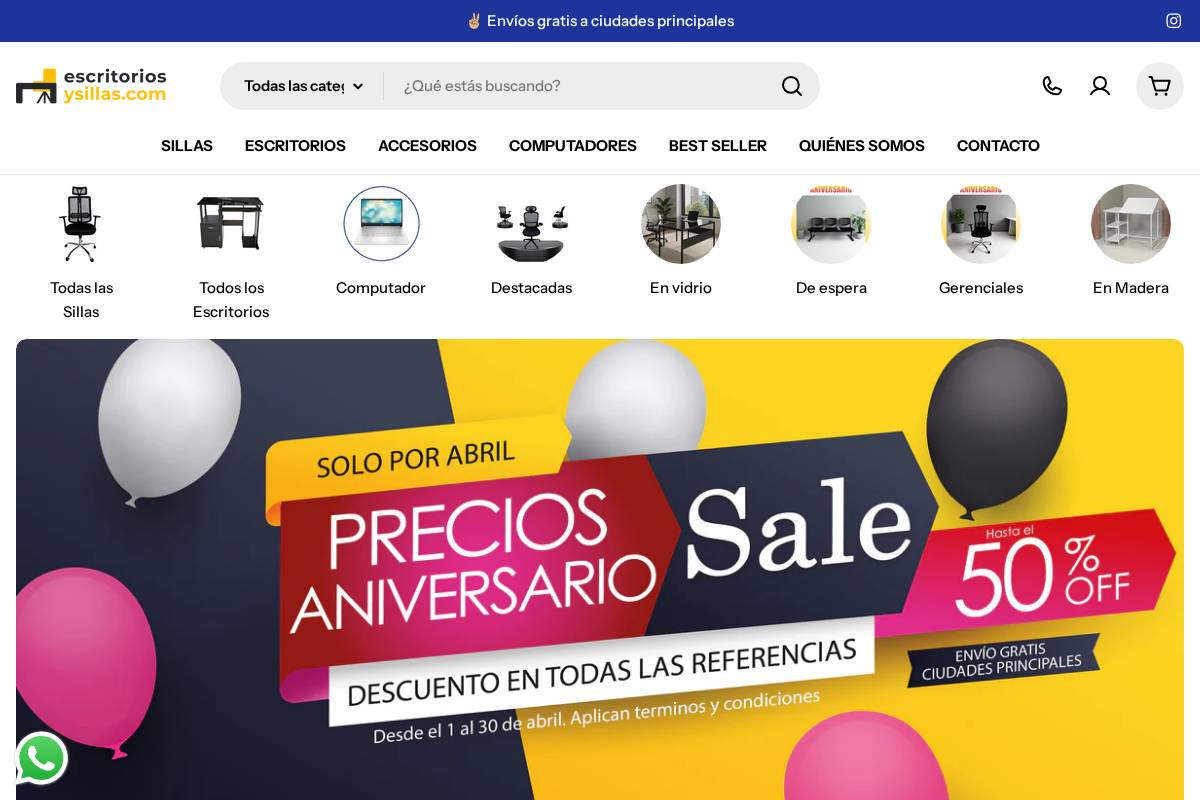 escritoriosysillas.com homepage screenshot