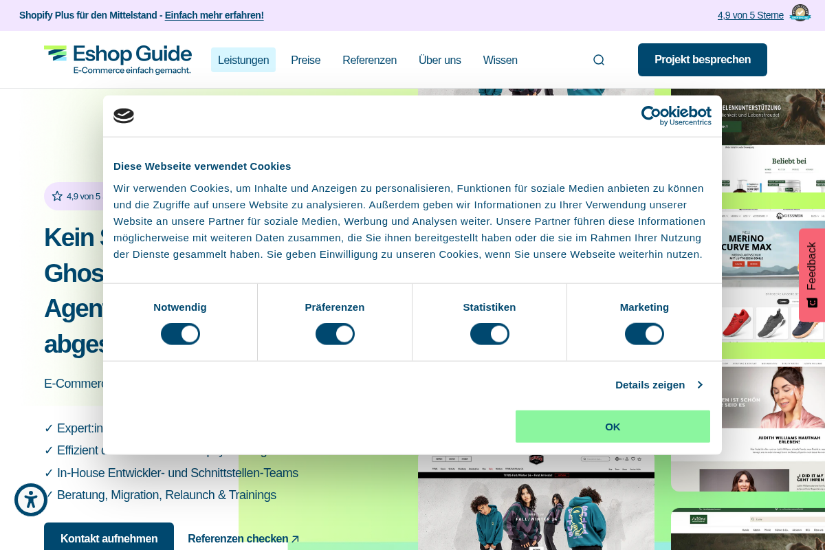 Eshop Guide homepage screenshot