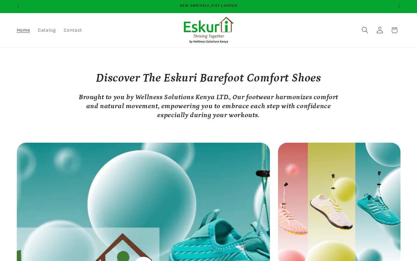 eskuribarefoot.africa homepage screenshot
