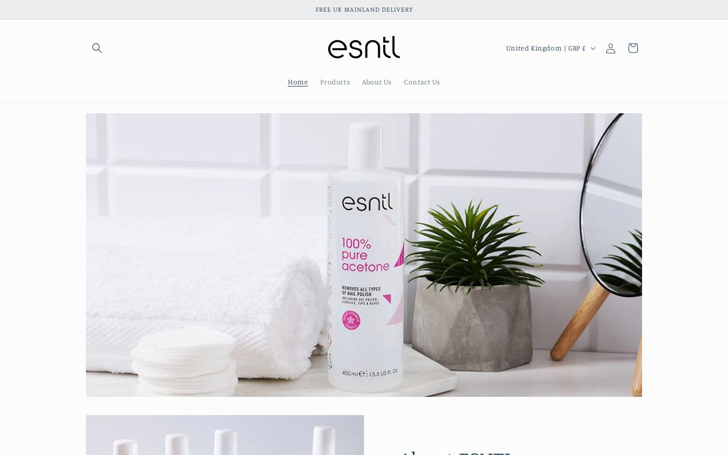 esntlbeauty.com homepage screenshot