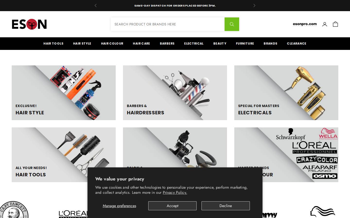 esondirect.co.uk homepage screenshot