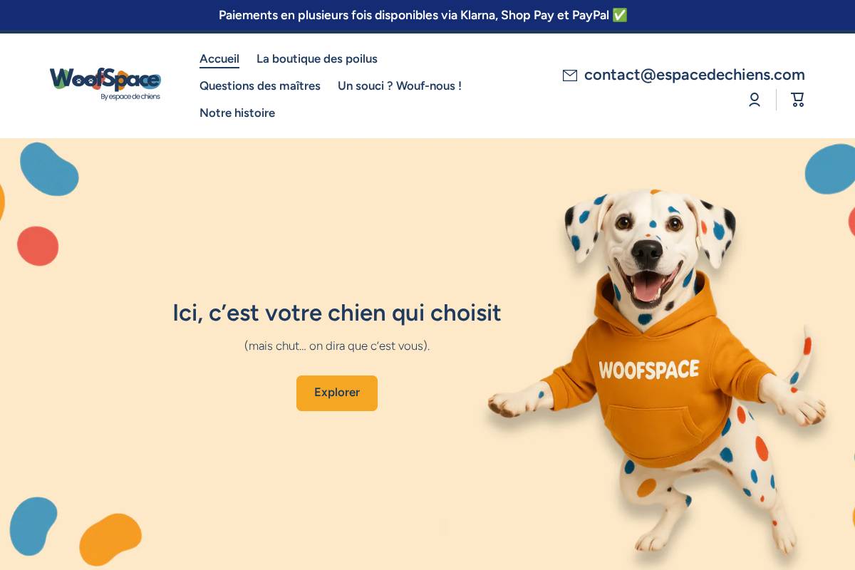 Espacedechiens homepage screenshot