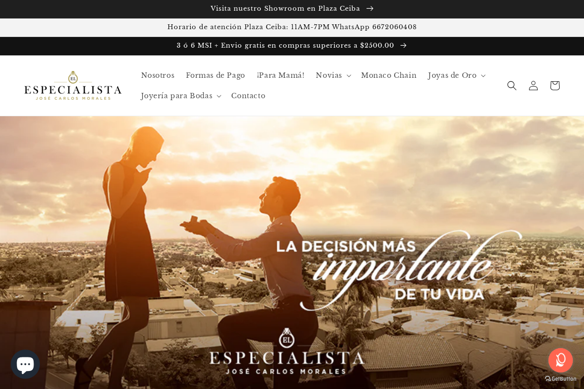 Joyería El Especialista homepage screenshot