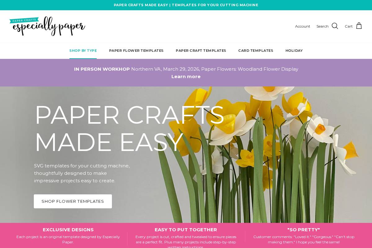 especiallypaper.com homepage screenshot
