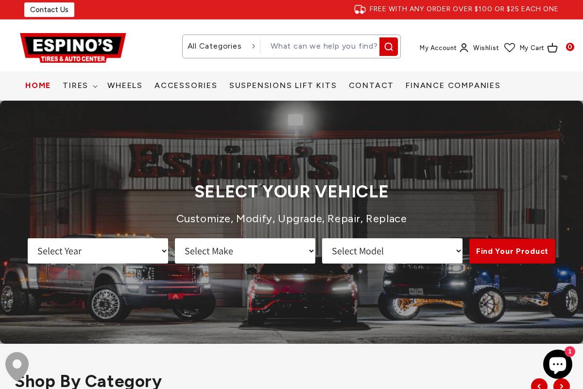 espinostire.com homepage screenshot