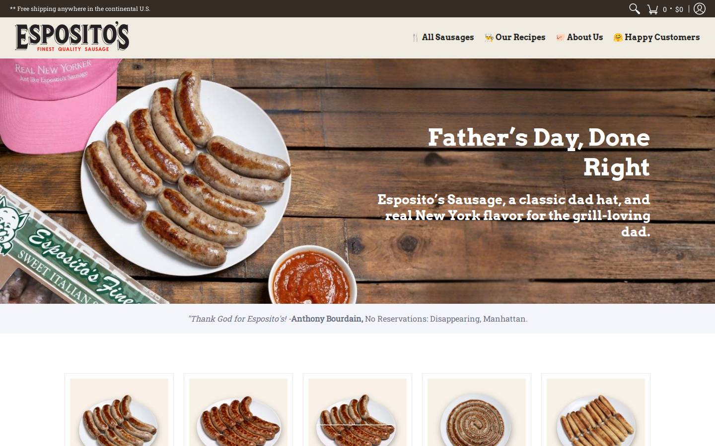 espositosausage.com homepage screenshot