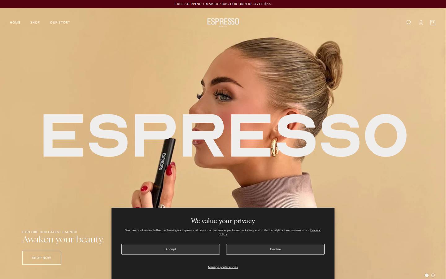 espressobeauty.com homepage screenshot