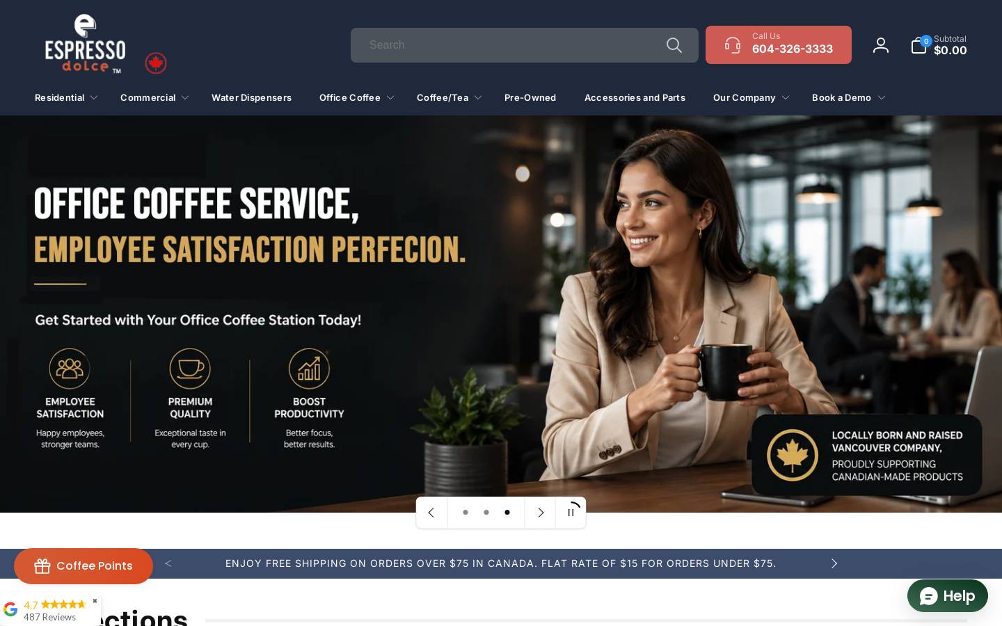 Espresso Dolce homepage screenshot