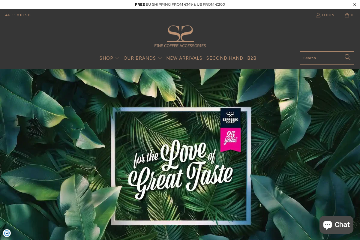 espressogear.com homepage screenshot