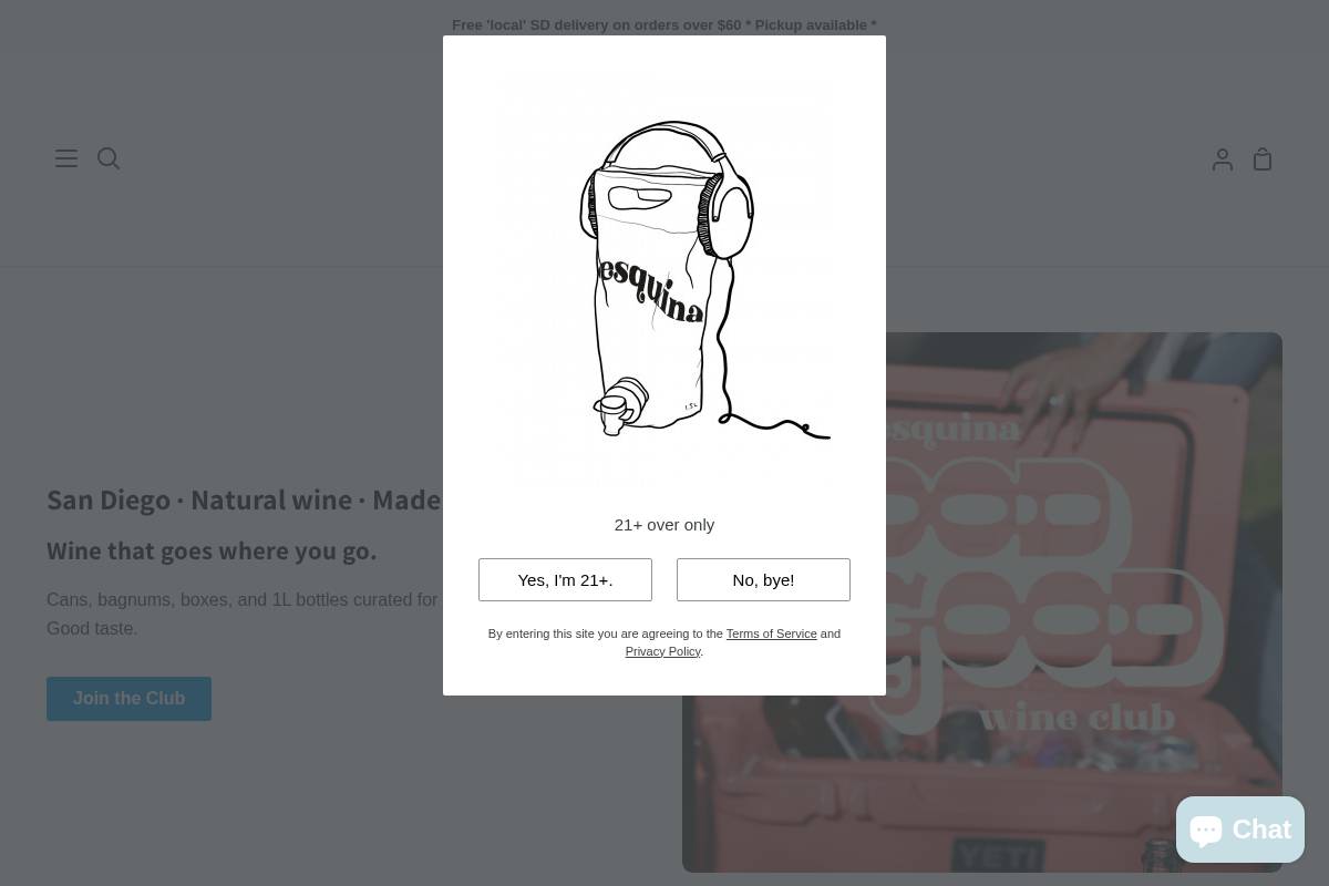 Esquina Wine Shop and More homepage screenshot