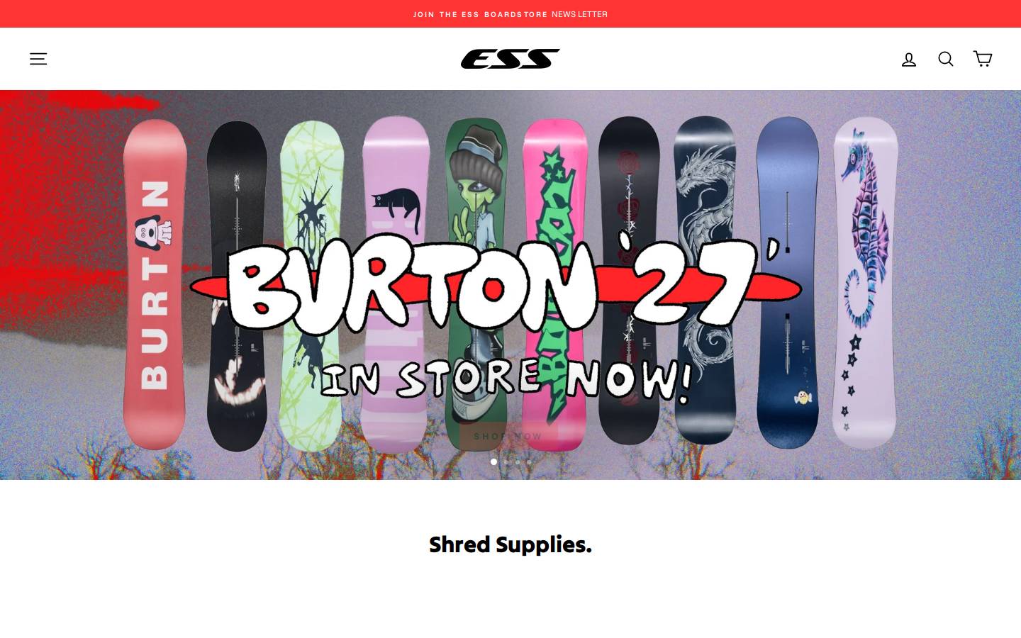 essboardstore.com.au homepage screenshot