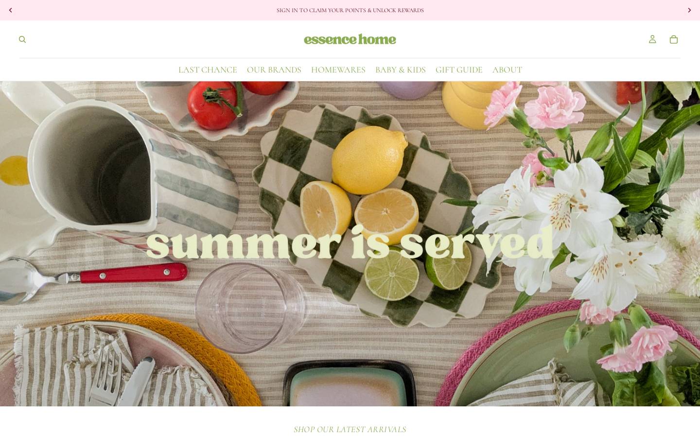 Essencehome homepage screenshot