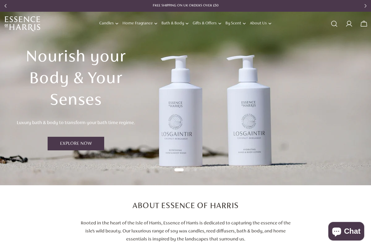 Essence of Harris homepage screenshot