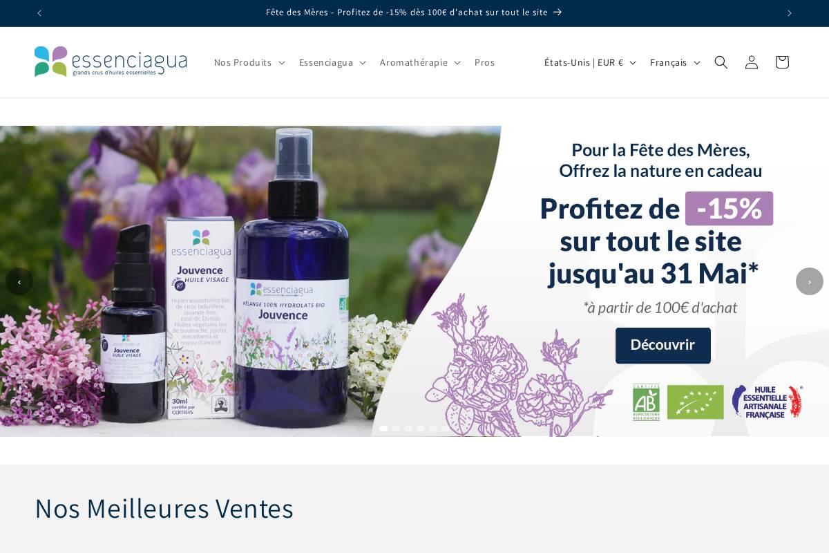 Essenciagua homepage screenshot