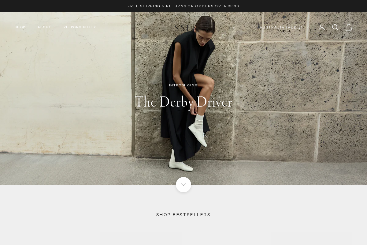 ESSĒN homepage screenshot