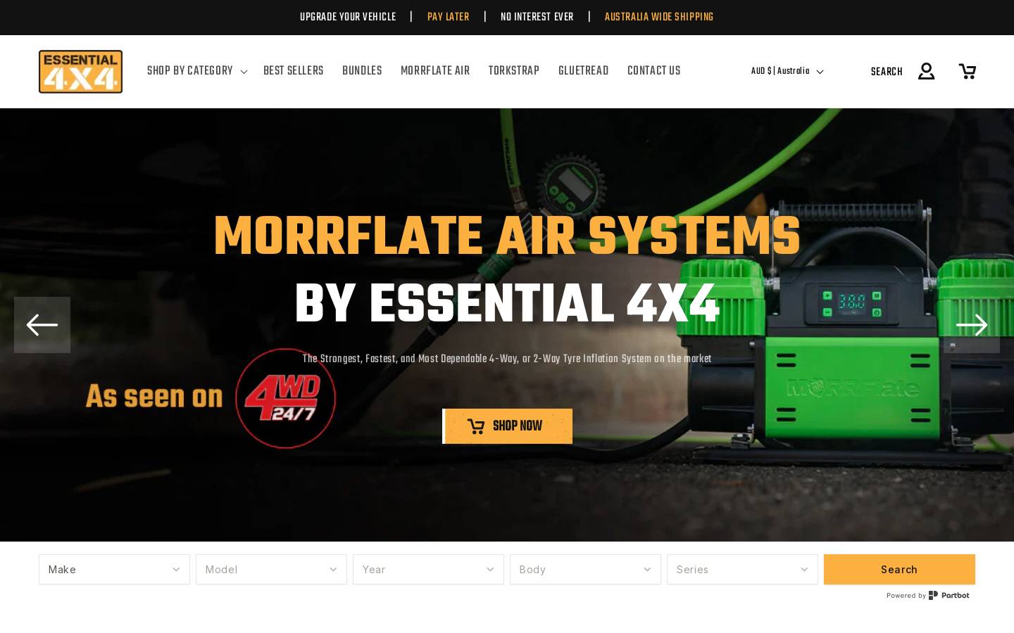 essential4x4.com.au homepage screenshot