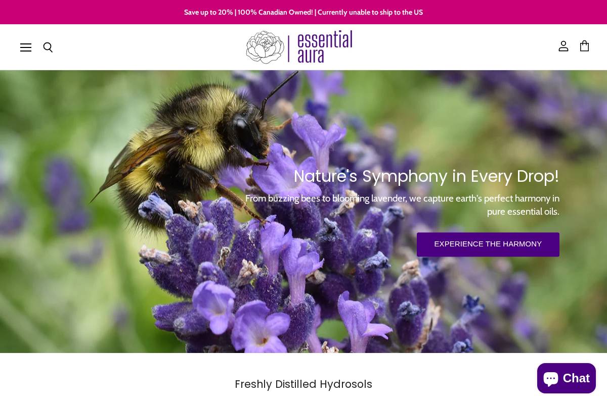 essentialaura.com homepage screenshot