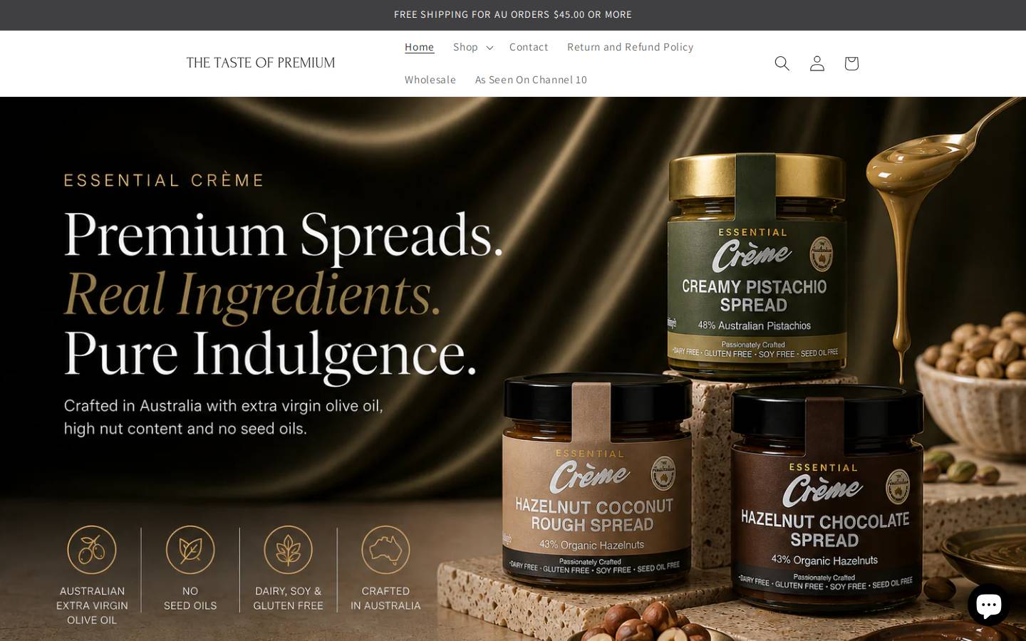 essentialcreme.com homepage screenshot