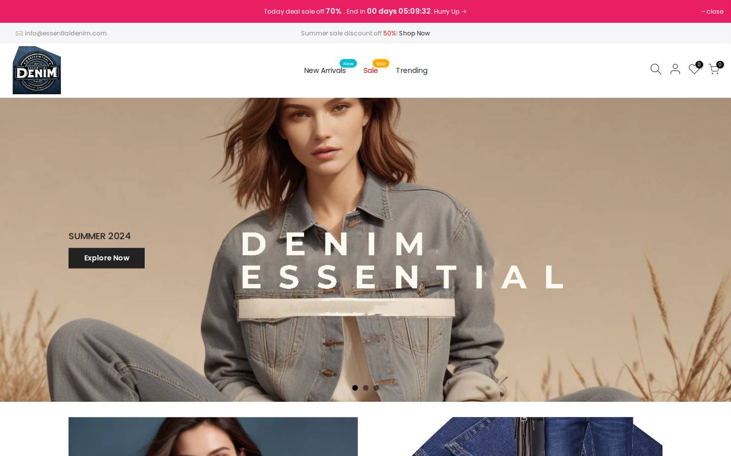 essentialdenim.com homepage screenshot