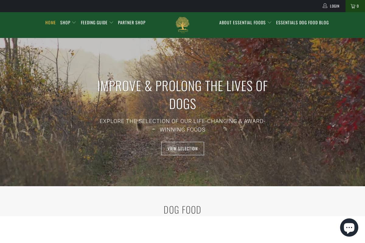 ESSENTIAL FOODS homepage screenshot