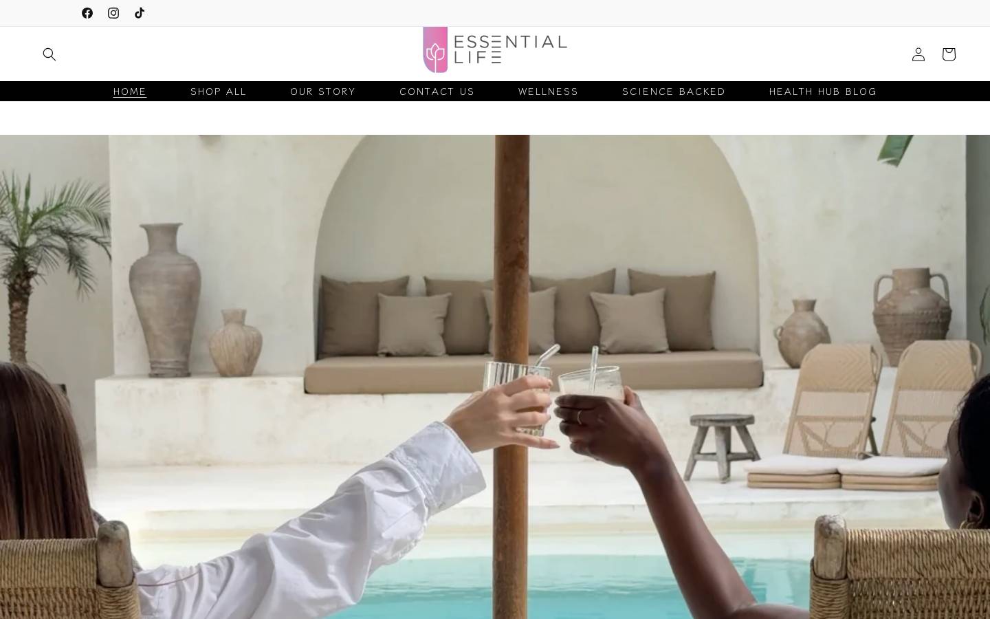 Essentialifeshop homepage screenshot