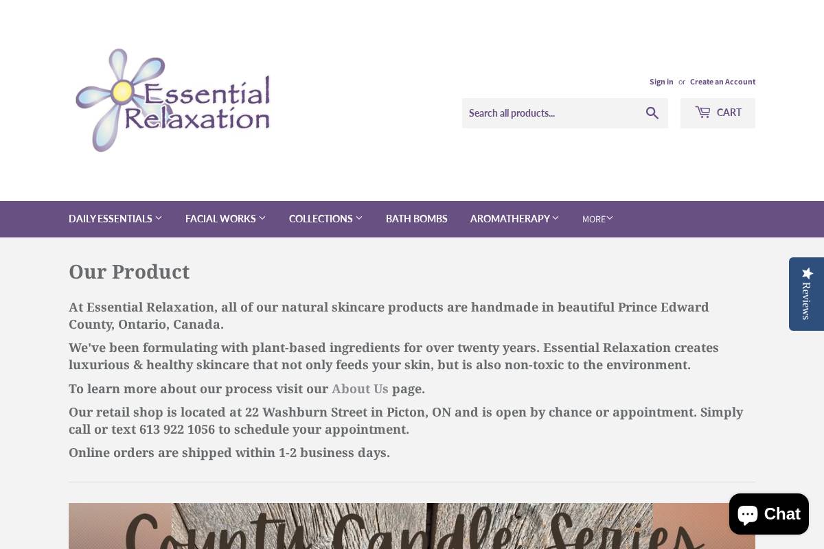 essentialrelaxation.ca homepage screenshot