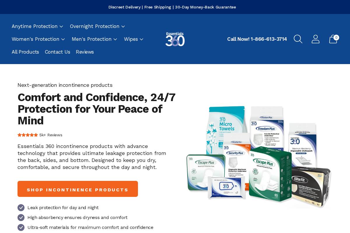 Essentials360 homepage screenshot