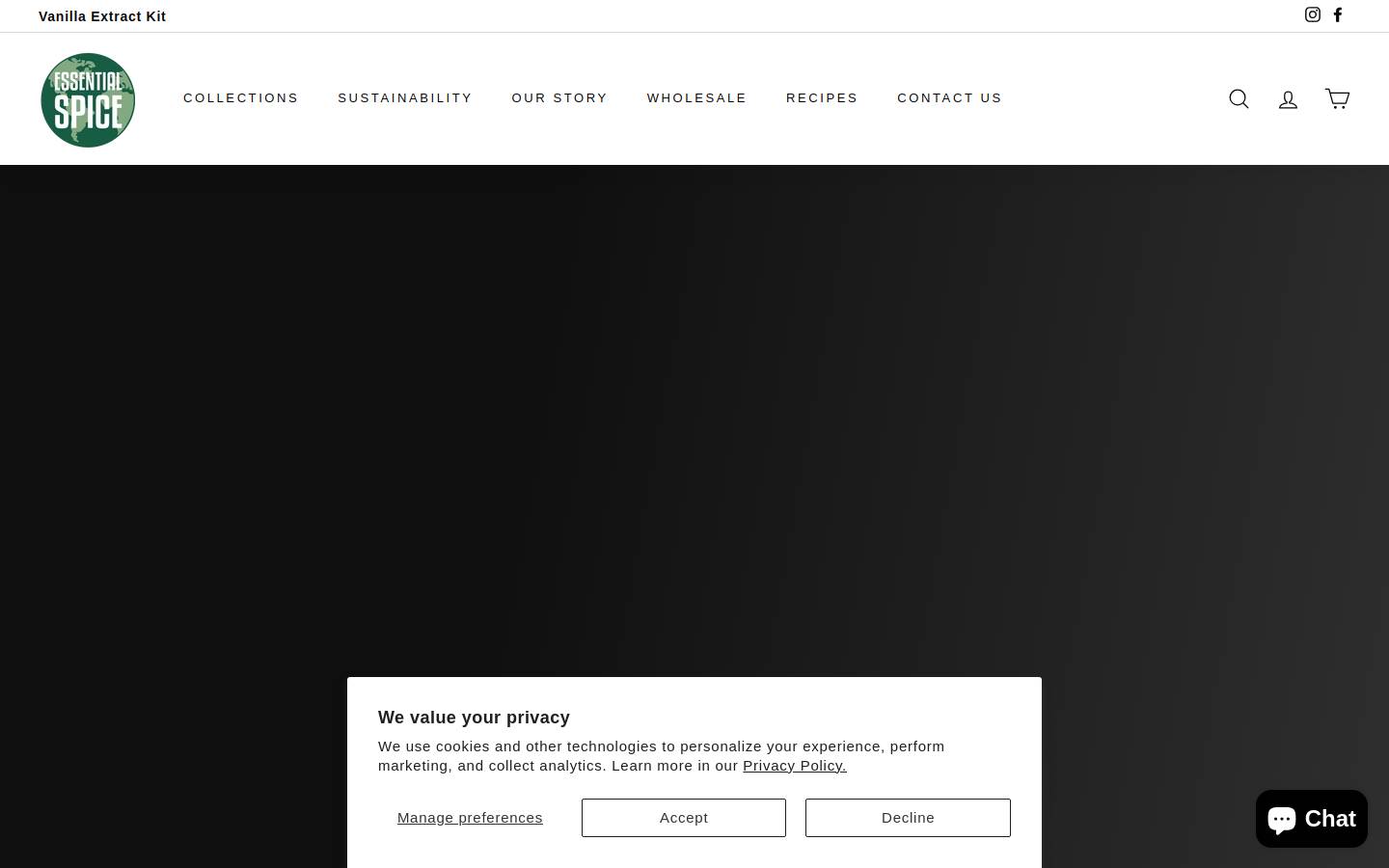 essentialspice.com homepage screenshot