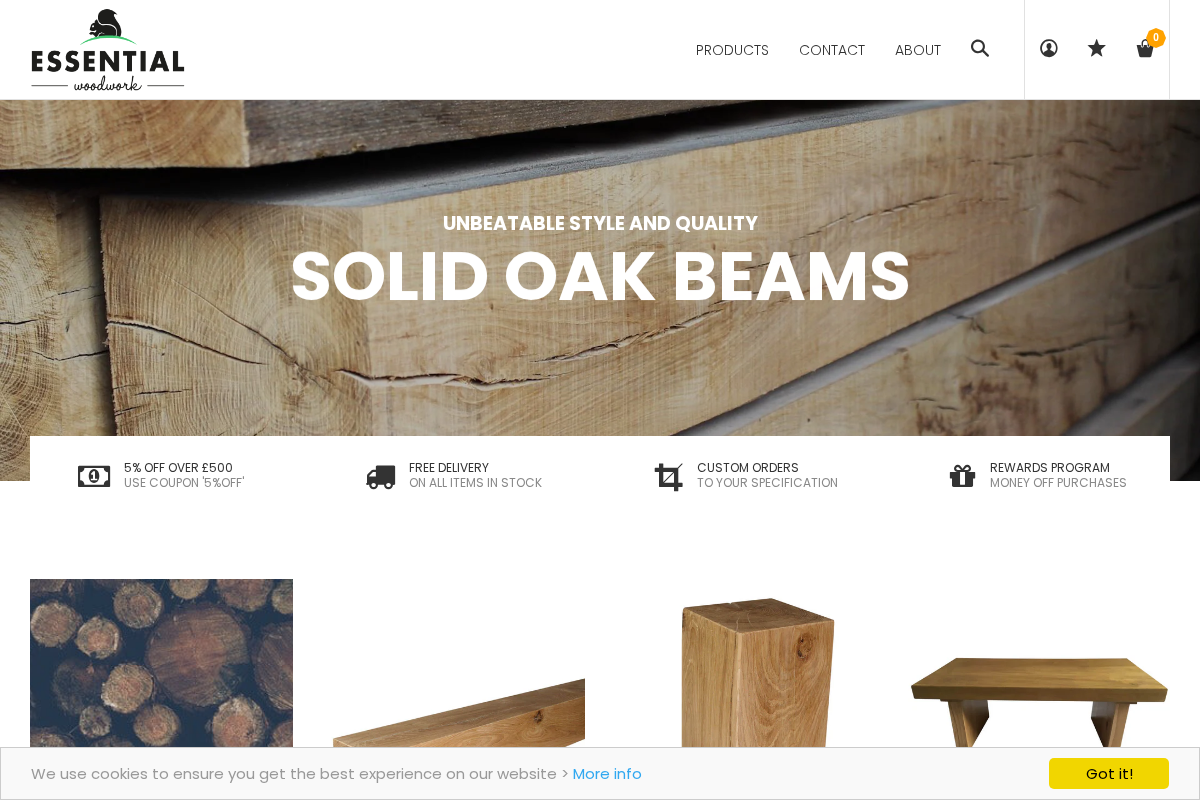 Essential Woodwork homepage screenshot