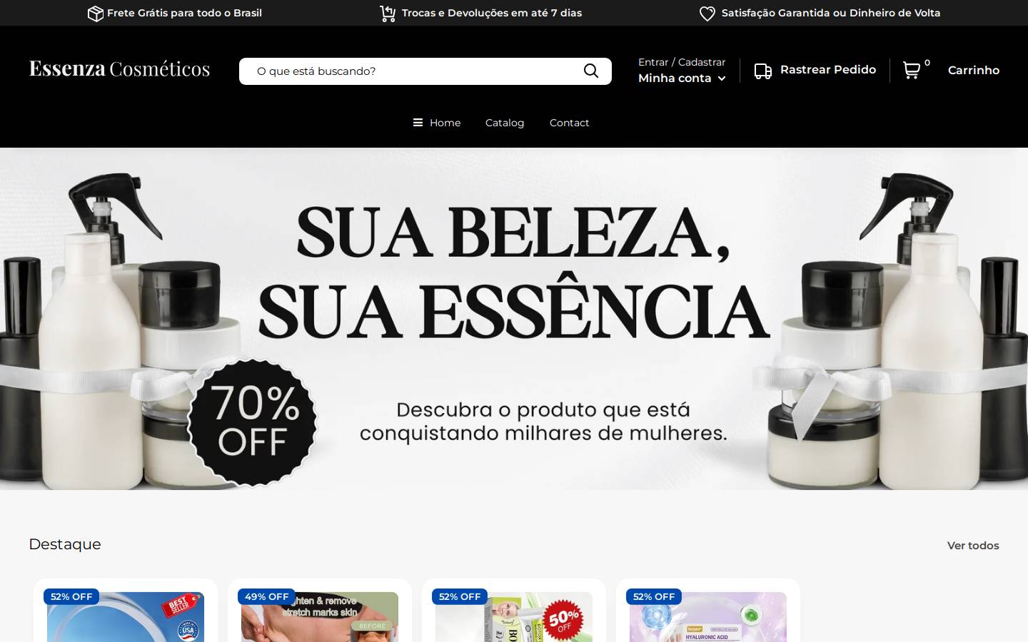 essenzacosmeticos.com homepage screenshot