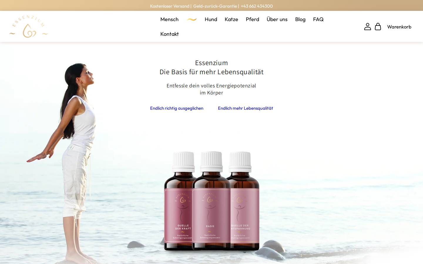 essenzium.at homepage screenshot