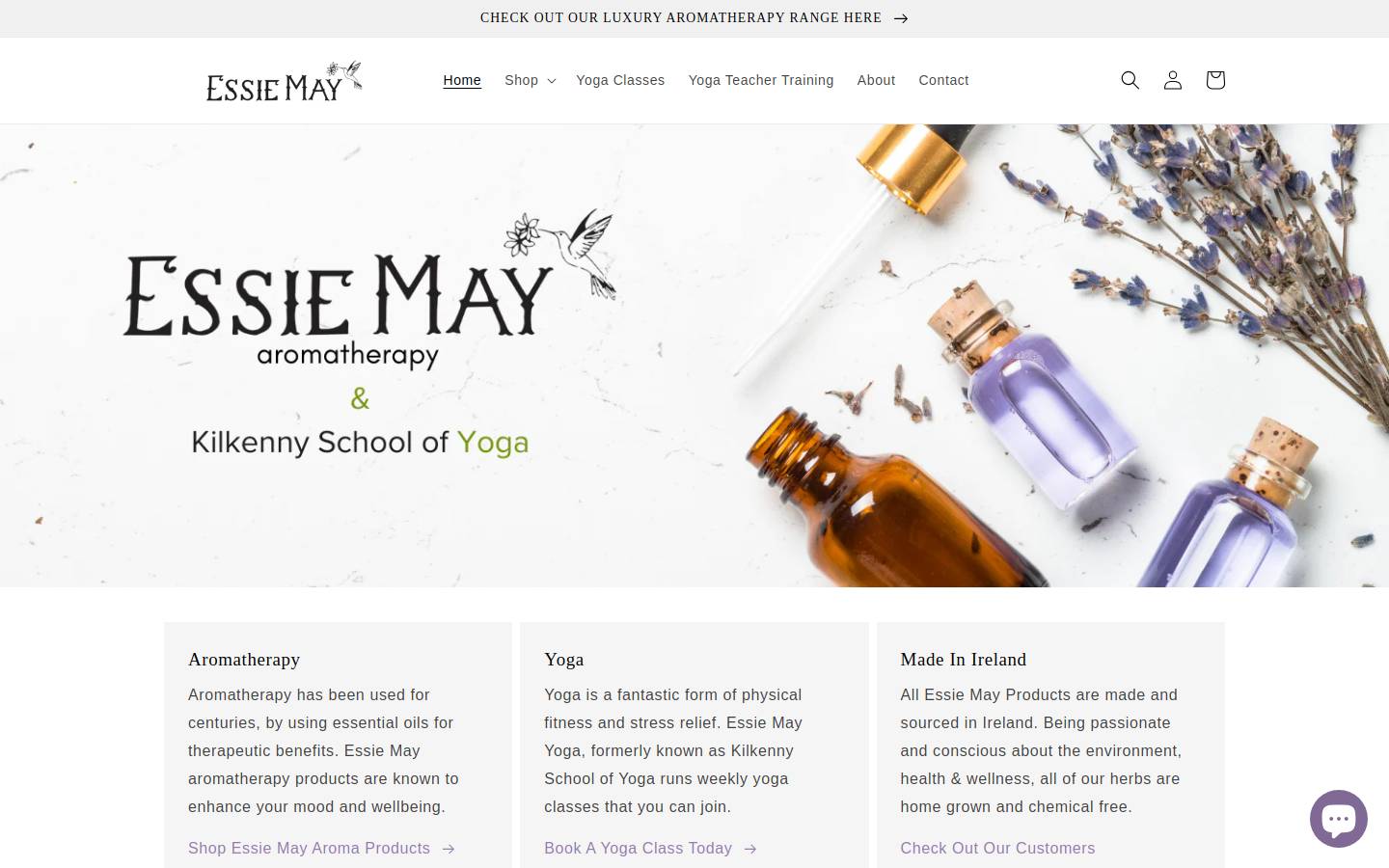 Essie May homepage screenshot