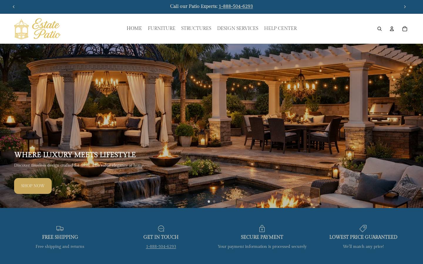 estatepatio.com homepage screenshot